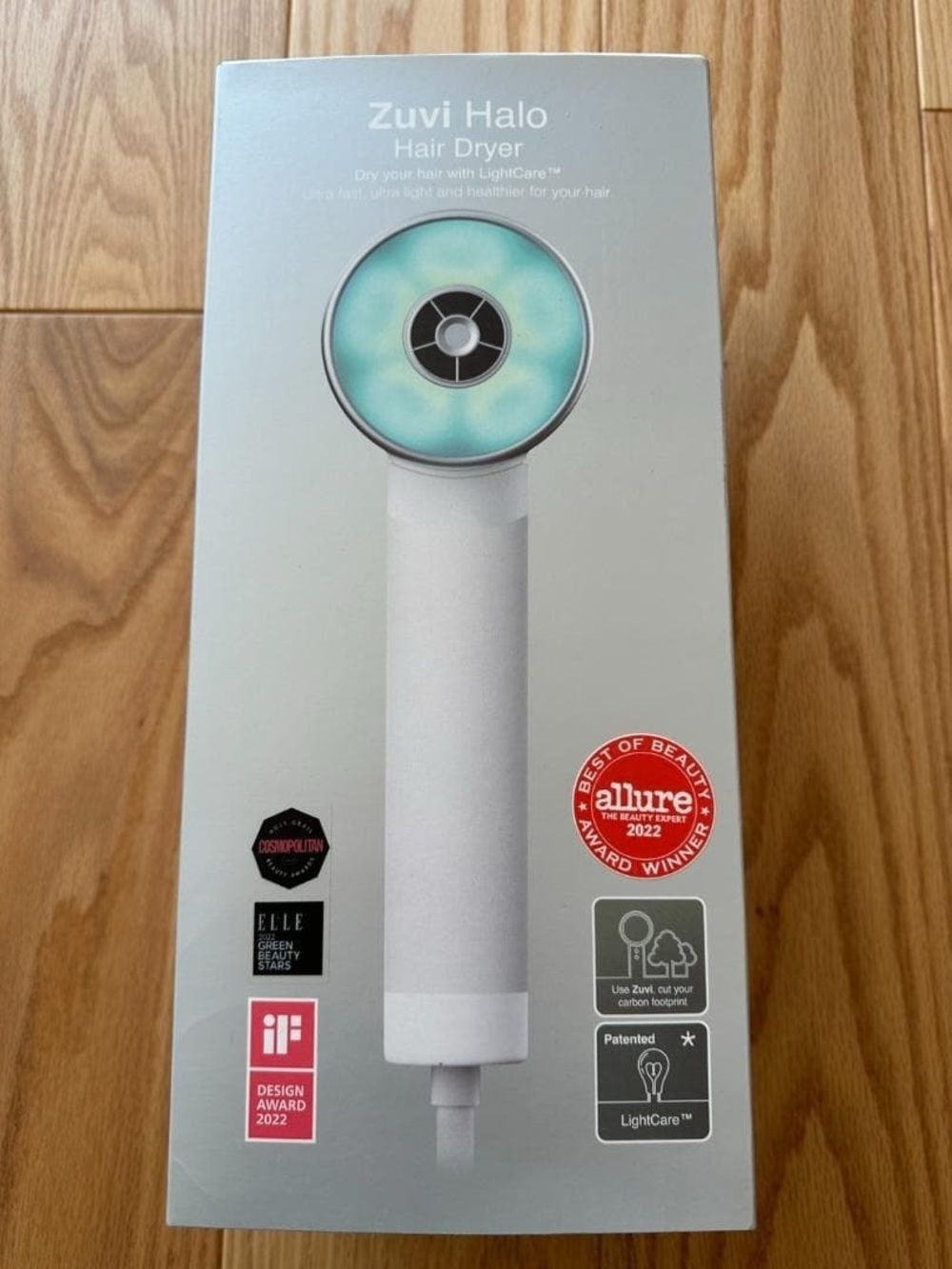 Halo Hair Dryer in White with Mint LED Halo